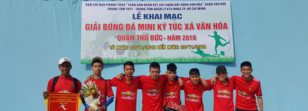 Đội bóng KTX tham dự “giải bóng đá mini ký túc xá văn hóa” quận thủ đức - năm 2018.