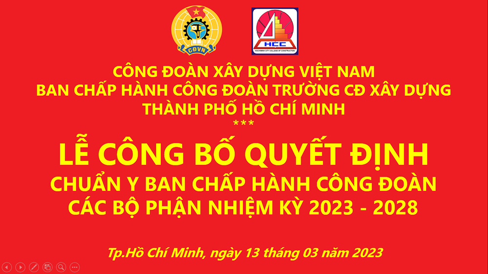 Lễ công bố trao Quyết định chuẩn y Ban chấp hành cho 06 công đoàn các bộ phận, nhiệm kỳ 2023 – 2028