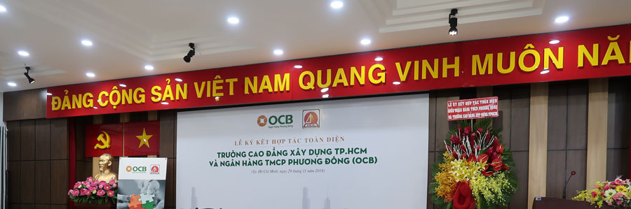 Lễ ký kết hợp tác toàn diện giữa Ngân Hàng Phương Đông và Trường Cao Đẳng Xây dựng Tp. Hồ Chí Minh