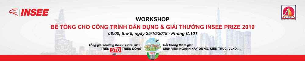 Thông báo workshop bê tông cho công trình dân dụng, giải thưởng INSEE Prize 2019